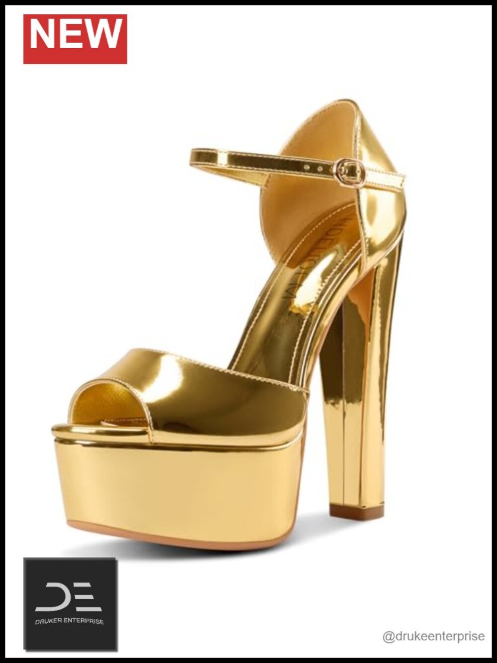 Women's Chunky Platform Heeled Sandals with Ankle Strap, Peep Toe High Heels
